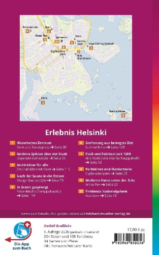 Buchcover und Innenansicht für das Buch: MICHAEL MÜLLER Reiseführer Helsinki MM-City
