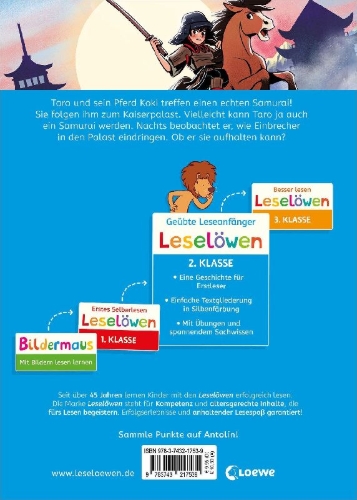 Buchcover und Innenansicht für das Buch: Leselöwen 2. Klasse - Die Samurai retten den Kaiser