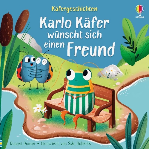 Buchcover und Innenansicht für das Buch: Käfergeschichten: Karlo Käfer wünscht sich einen Freund