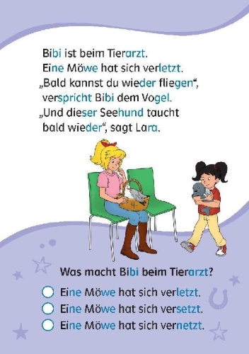 Buchcover und Innenansicht für das Buch: Lesefuchs Bibi & Tina: Leserätsel Lesestufe 1, Band 1