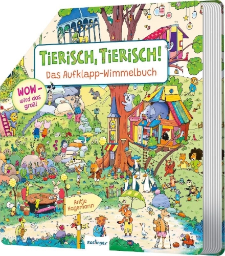 Buchcover und Innenansicht für das Buch: Tierisch, Tierisch! Das Aufklapp-Wimmelbuch