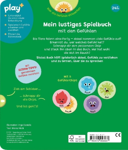 Buchcover und Innenansicht für das Buch: Play+ Mein lustiges Spielbuch Wut im Bauch - ab 2 Jahre