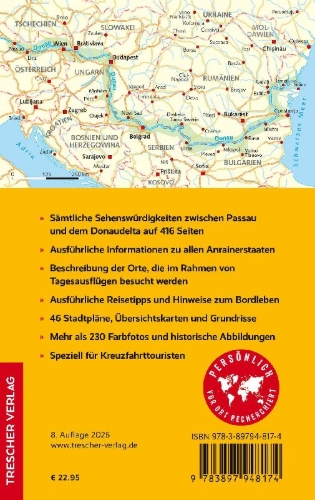 Buchcover und Innenansicht für das Buch: TRESCHER Reiseführer Kreuzfahrten Donau