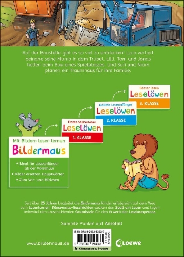 Buchcover und Innenansicht für das Buch: Bildermaus - Geschichten von der Baustelle