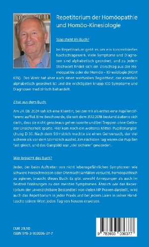 Buchcover und Innenansicht für das Buch: Repetitorium der Homöopathie und Homöo-Kinesiologie