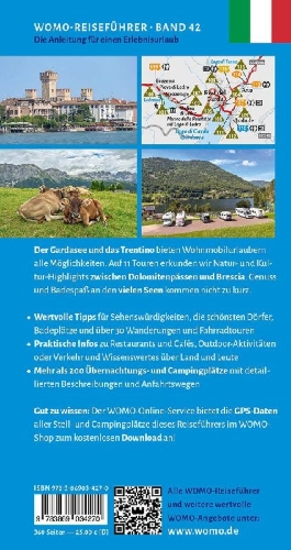 Buchcover und Innenansicht für das Buch: Entdeckertouren mit dem Wohnmobil Trentino