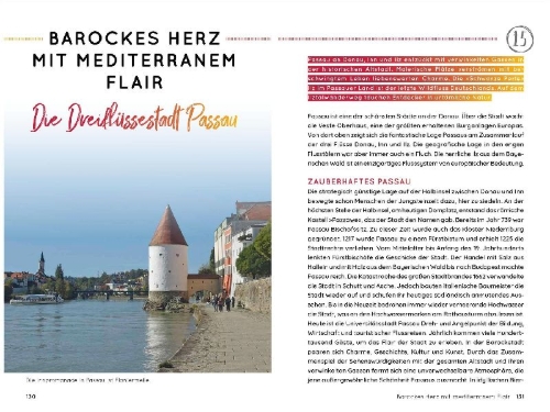 Buchcover und Innenansicht für das Buch: Kleine Auszeiten an Flüssen & Seen in Deutschland