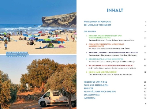 Buchcover und Innenansicht für das Buch: Portugal mit dem Wohnmobil