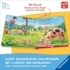 Buchcover und Innenansicht für das Buch: Hör mal hin - Wer kräht hier? Auf dem Bauernhof