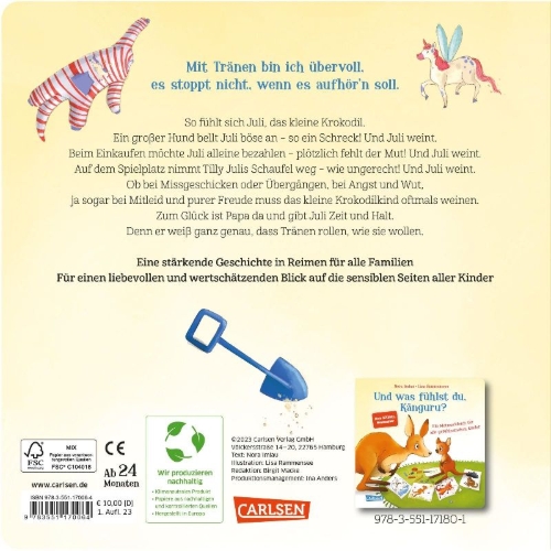 Buchcover und Innenansicht für das Buch: Was weinst du denn so viel, kleines Krokodil?
