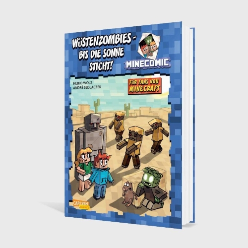 Buchcover und Innenansicht für das Buch: Wüstenzombies - bis die Sonne sticht! Für Fans von Minecraft