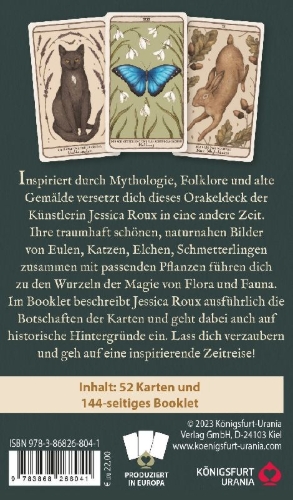 Buchcover und Innenansicht für das Buch: Woodland Wardens: 52 Orakelkarten mit Booklet