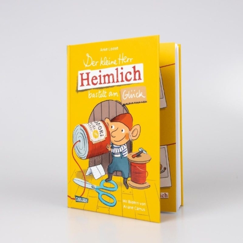 Buchcover und Innenansicht für das Buch: Der kleine Herr Heimlich bastelt am Glück