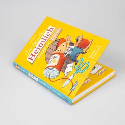 Buchcover und Innenansicht für das Buch: Der kleine Herr Heimlich bastelt am Glück