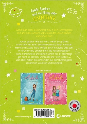 Buchcover und Innenansicht für das Buch: Adele und der weltbeste Geheimclub (Band 3)