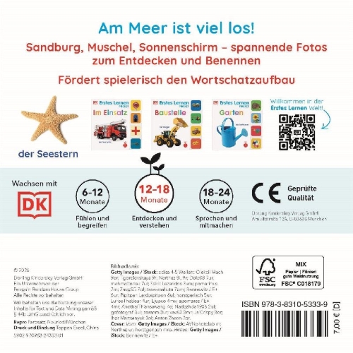 Buchcover und Innenansicht für das Buch: Erstes Lernen Pocket. Am Meer