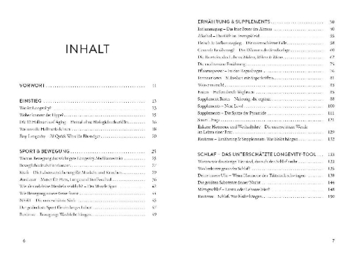 Buchcover und Innenansicht für das Buch: Spaziergang zur Unsterblichkeit - Mit kleinen Schritten länger besser leben, Longevity Ratgeber für mehr Healthspan statt Lifespan, gesunde Gewohnheiten zu Bewegung, Ernährung, Schlaf, Prävention & mentale Gesundheitit