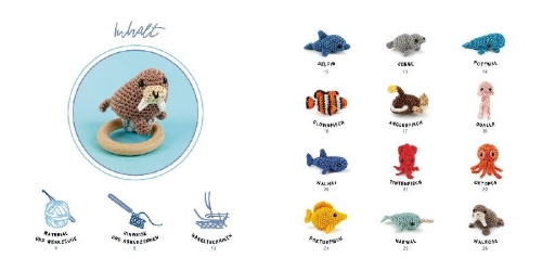 Buchcover und Innenansicht für das Buch: Mini Amigurumi Ocean: 26 Tiny Creatures to Crochet