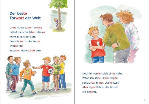 Buchcover und Innenansicht für das Buch: Leselöwen Lesetraining 2. Klasse - Fußballgeschichten