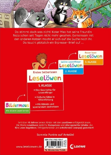 Buchcover und Innenansicht für das Buch: Leselöwen 1. Klasse - Die Katzen-Detektive