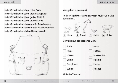 Buchcover und Innenansicht für das Buch: Ich kann lesen 1 und Ich kann lesen 2 als Kombi, Schüler-Arbeitshefte für die 1. und 2. Klasse