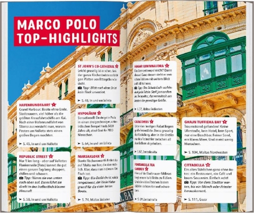 Buchcover und Innenansicht für das Buch: MARCO POLO Reiseführer Malta & Gozo