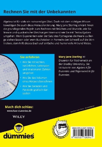 Buchcover und Innenansicht für das Buch: Algebra für Dummies