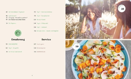 Buchcover und Innenansicht für das Buch: Scheinfasten - Das Rezeptbuch