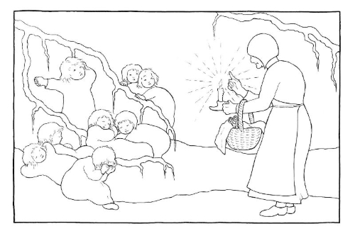Buchcover und Innenansicht für das Buch: Etwas von den Wurzelkindern: Jahreszeiten-Malbuch