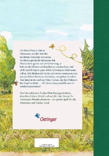 Buchcover und Innenansicht für das Buch: På äventyr med Pettson och Findus