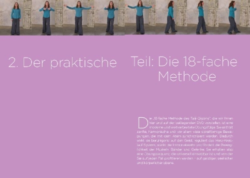 Buchcover und Innenansicht für das Buch: Qigong, die universelle 18-fache Methode - Personal Training + DVD. Die weltweit populärste Übungsfolge. Sehr einfach und sehr wirksam. Ideal auch für Kinder und Senioren