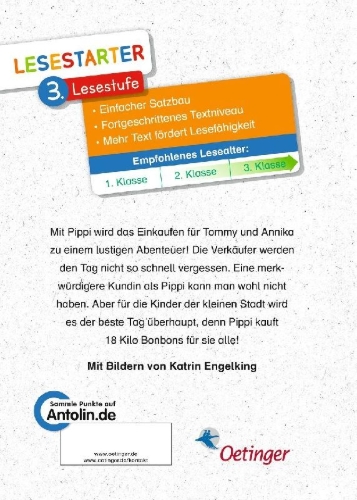 Buchcover und Innenansicht für das Buch: Pippi geht einkaufen