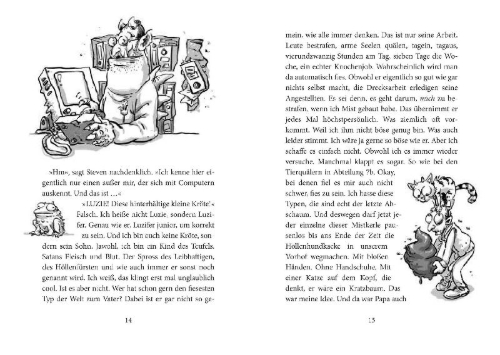 Buchcover und Innenansicht für das Buch: Luzifer junior - Zu gut für die Hölle