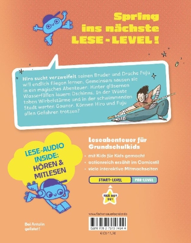 Buchcover und Innenansicht für das Buch: Hiro und der Drache: Die magische Rikscha