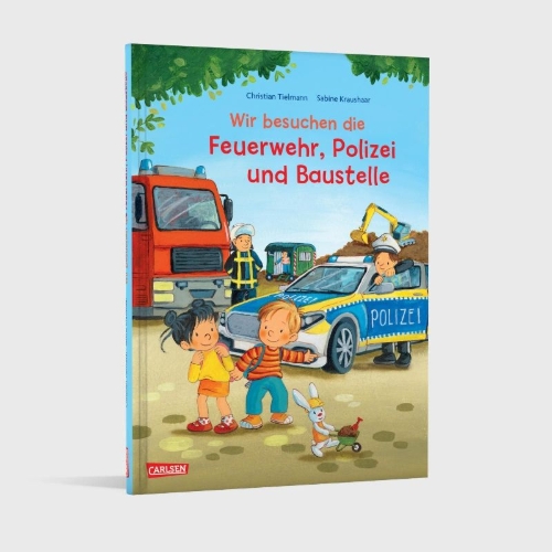 Buchcover und Innenansicht für das Buch: Max-Bilderbücher: Wir besuchen die Feuerwehr, Polizei und Baustelle