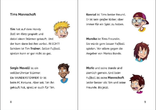 Buchcover und Innenansicht für das Buch: Leselöwen 1. Klasse - Torschusspanik beim Wunderstürmer
