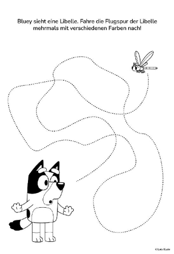 Buchcover und Innenansicht für das Buch: Bluey: Mein lustiger Kindergartenblock