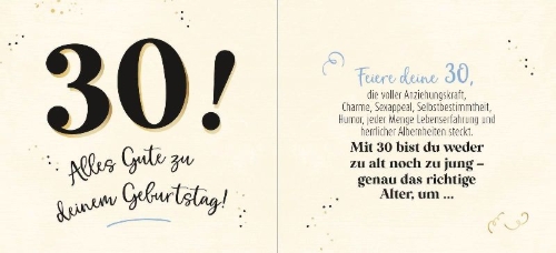 Buchcover und Innenansicht für das Buch: 30 - Genau das richtige Alter, um ...