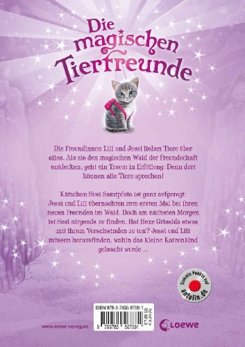 Buchcover und Innenansicht für das Buch: Die magischen Tierfreunde - Susi Samtpfote geht verloren