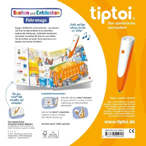 Buchcover und Innenansicht für das Buch: tiptoi® Suchen und Entdecken - Fahrzeuge