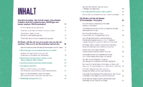 Buchcover und Innenansicht für das Buch: Permakultur leben