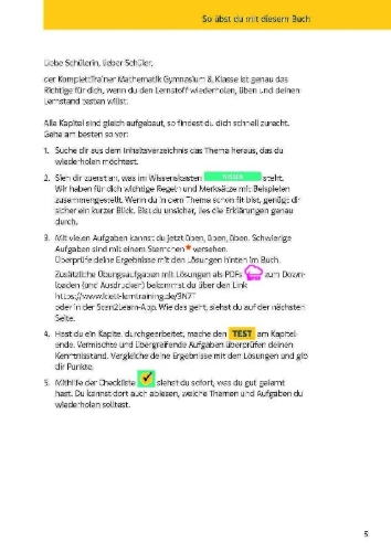 Buchcover und Innenansicht für das Buch: KomplettTrainer Gymnasium Mathematik 8. Klasse