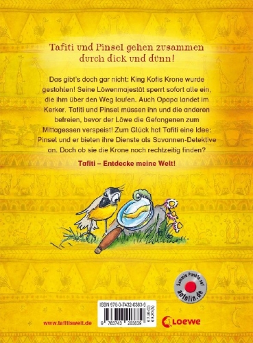 Buchcover und Innenansicht für das Buch: Tafiti und die Savannen-Detektive (Band 13)