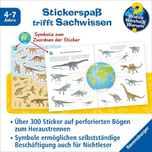 Buchcover und Innenansicht für das Buch: Dinosaurier Stickerheft