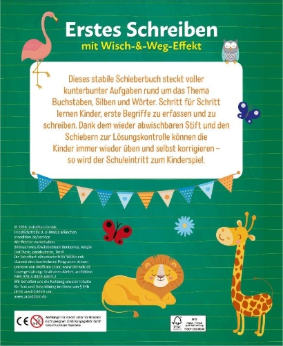 Buchcover und Innenansicht für das Buch: Erstes Schreiben - mit Wisch-&-Weg-Effekt