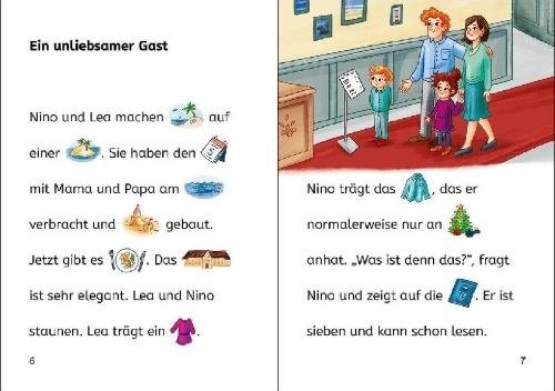 Buchcover und Innenansicht für das Buch: Bildermaus - Einsatz für die Insel-Detektive