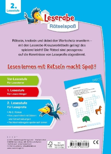 Buchcover und Innenansicht für das Buch: Ravensburger Leserabe Rätselspaß - Kreuzworträtsel zum Lesenlernen - 2. Lesestufe