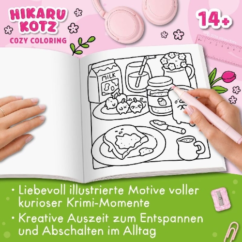 Buchcover und Innenansicht für das Buch: Cozy Coloring - Silly Crimes
