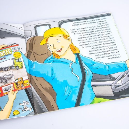 Buchcover und Innenansicht für das Buch: LESEMAUS 159: LKW-Giganten und Riesenlaster