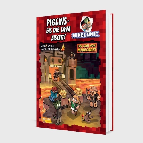Buchcover und Innenansicht für das Buch: Piglins - bis die Lava zischt! - Für Fans von Minecraft